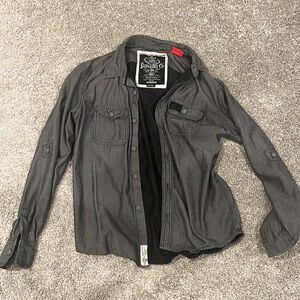Superdry Gray Denim like Button Up XXL